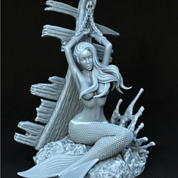 1/24 75mm Ölçekli Fantezi Hobi Minyatürleri Reçine şekilli kalıp Kiti Seksi Mermaid Diorama Demonte Boyasız Ücretsiz Kargo