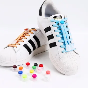 1 Çift Renkli Noktalar Düz Ayakabı Elastik Plastik Kilit Yürüyüş Spor Hiçbir Kravat Ayakkabı Bağı Yetişkin Çocuk Ayakkabı Aksesuarları Tembel Dantel