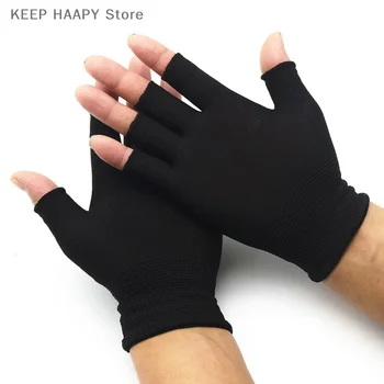 1 Çift Siyah Yarım Parmak Parmaksız Eldiven Kadınlar ve Erkekler için Yün Örgü Bilek pamuk eldivenler Kış Sıcak spor eldiveni