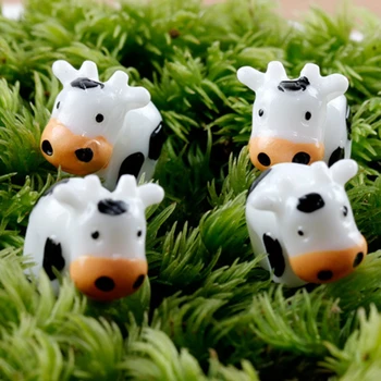 10 adet Kawaii Mini İnek Hayvanlar Ev Mikro Peri Bahçe Figürler Minyatürleri ev bahçe dekorasyonu DIY Aksesuarları