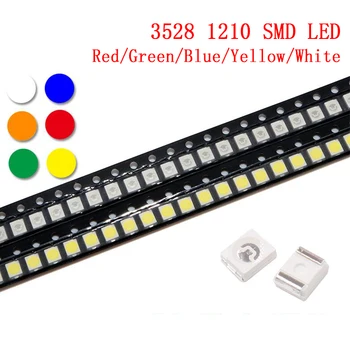 100 adet Süper Parlak 3528 1210 SMD LED Kırmızı / Yeşil / Mavi / Sarı / Beyaz / UV / BUZ LED Diyot