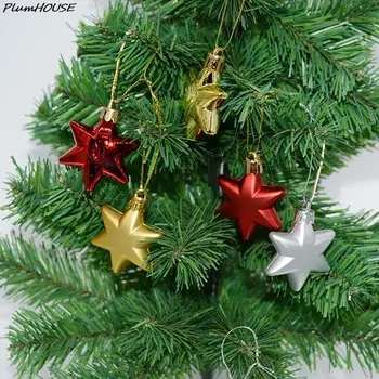 12 Adet YENİ Noel Topları Noel Ağacı askı süsleri Top Yıldız Altın Kırmızı Kolye Merry Christmas Partisi Dekoru