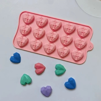 15 Hücreleri Kalp Şekilli Silikon Çikolata Kalıp Şeker pasta Kalıp Sakızlı Pişirme kek Dekorasyon Araçları silikon patisserie