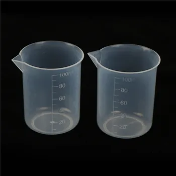 2 Adet 100 ml Plastik Beher Temizle Yüksek sıcaklık dayanımı Borosilikat Düşük Formu Beher Laboratuvar Eğitim Malzemeleri