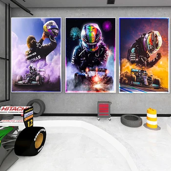2022 Hamilton Formula 1 Posteri Ünlü F1 Araba Yarışı Portre Baskılar Tuval Üzerine Boyama Duvar sanat resmi Oturma Odası Ev Dekor