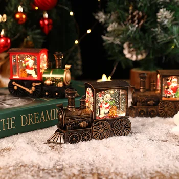 2024 Yeni Noel Dekorasyon Noel Baba tren ışık müzik Klasik Kardan Adam noel hediyesi Noel kristal top süsleme