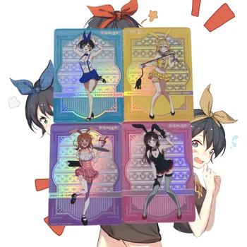 4 Adet / takım ACG Kartları Kız Anime Rent a Girlfriend Ichinose Chizuru Anime Karakterler Koleksiyonu Self Made Flash Kartlar DIY Oyuncaklar Hediye