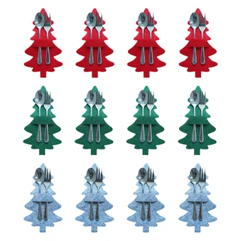 4 adet Noel Çatal Bıçak Takımı Çantası Cep Noel Ağacı Kar Tanesi Çatal Bıçak Kaşık Tutucu Çanta Sofra Organizatör Dekor Yeni Yıl 2023 Noel