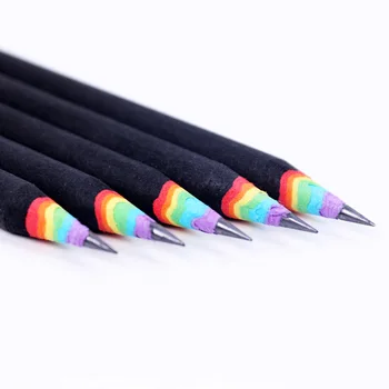 5 adet Gökkuşağı Kalem 2B Kalem Siyah ve Beyaz Takım Elbise Yaratıcı Kişilik Öğrenci Kalem Gökkuşağı Kalem