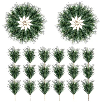 60 ADET Yapay Yeşil çam İğneleri Dalları-Küçük Çam Dalları Sapları Seçtikleri - Sahte Yeşillik Çam Seçtikleri Noel Çelenk