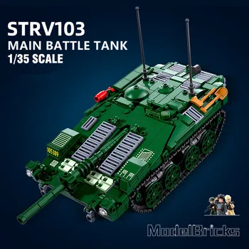 692 ADET Askeri STRV103 ana Muharebe tankı MBT Modeli Tuğla Ordu Silah Kara Kuvvetleri Yaratıcı Yapı Taşları Rakamlar Çıkartmaları İle