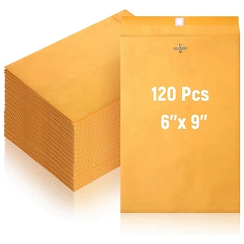 6X9 İnç Toka Zarflar Yapışkanlı Mühür, Küçük Toka posta zarfları 28Lb Kraft Kağıttan Yapılmış, Toplu 120 Paket Kullanımı Kolay