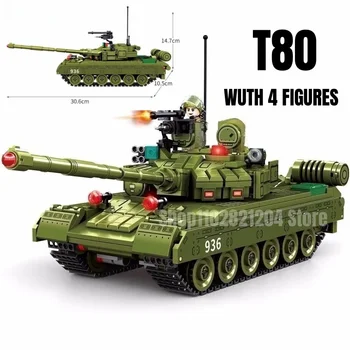 773 adet T80 Tankı Modeli Yapı Taşları WW2 Monte Tuğla Çocuk Oyuncakları Doğum Günü Yılbaşı Hediyeleri