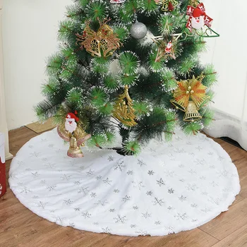 78/90/122cm Yılbaşı Ağacı Etek Taklit Kürk Halı Kar Tanesi Beyaz Peluş Mat Ev Noel Ağacı Yeni Yıl Dekor Noel Önlük Süsleme