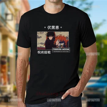 Anime Giyim Jujutsu Kaisen T Shirt Fushiguro Megumi Baskı Üstleri Erkek Giyim Ropa Hombre Moda Harajuku T Shirt Pamuk Tee