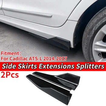 Araba Yan Etek Uzatma Splitter Karbon Fiber Bak Winglet Yan Kanat ÖN TAMPON ABS Aksesuarları Cadillac ATS-L 2014-2017