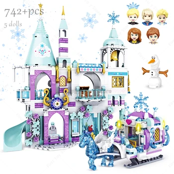 Arkadaşlar Prenses Kraliyet Kristal Buz Kale Ev Yapı Taşları Seti Tuğla Klasik Film Modeli Çocuk Kız Oyuncak noel hediyesi