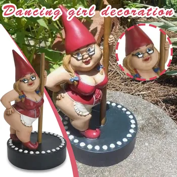 Açık bahçe direği Dans Gnome Reçine Cüceler Heykeli Dekorasyon Heykel Figürleri Decorativas Ev Dekor Adornos Para Casa