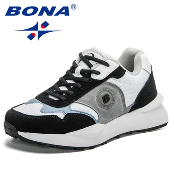 BONA 2023 Yeni Tasarımcılar Konfor gündelik ayakkabı Ayakkabı Erkekler Nefes Örgü koşu ayakkabıları Adam Koşu Yürüyüş Ayakkabısı Mansculino