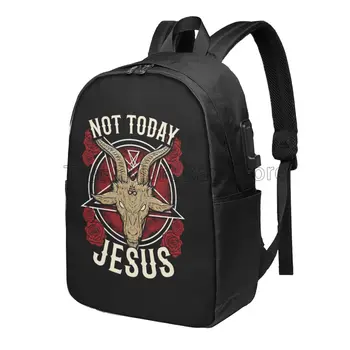 Bugün değil İsa Hediye için Şeytani Ateist Cadılar Bayramı Grafik Sanat Sırt Çantası Dayanıklı laptop çantası Öğrenci Sırt Çantası Seyahat Sırt Çantası