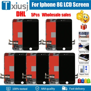 DHL Ücretsiz A + LCD Toptan Satış Ekran iPhone 8 İçin LCD Dokunmatik Ekran Değiştirme iPhone 8 İçin Hiçbir Ölü Piksel + Temperli Cam + Araçları