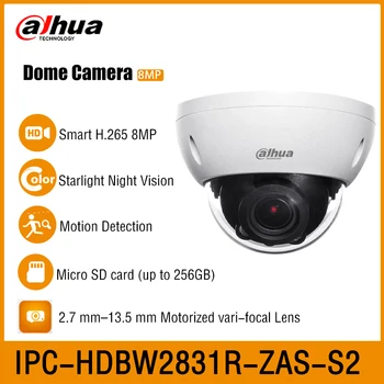 Dahua IPC-HDBW2831R-ZAS-S2 4K H. 265 8MP Lite IR40M 2.7 mm-13.5 mm Motorlu Değişken odaklı Sesli Alarm Dome Ağ PoE IK10 IP Kamera