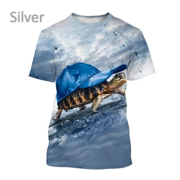 Erkek ve kadın komik hayvan kaplumbağa kısa kollu üstleri yaz moda deniz kaplumbağası 3D baskı T-shirt
