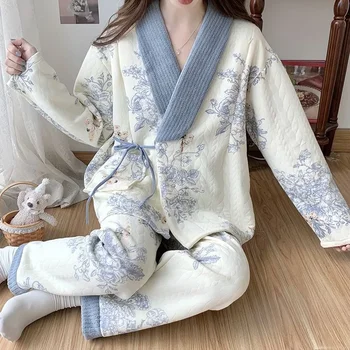 Hava Pamuk Kadın Hemşirelik Giysileri Sonbahar Kış Doğum Sonrası Hemşirelik İki parçalı Pamuk Kadın Pijama Bahar V Yaka Sıcak Ev Tekstili