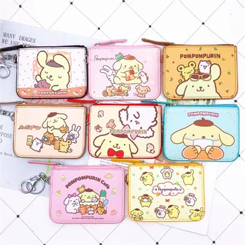 Hello Kitty Kawaii bozuk para çantaları Sanrio Melodi Kuromi Cinnnamoroll Puding Köpek Sevimli cüzdan Anahtarlık Çanta kart tutucu Debriyaj Kılıfı