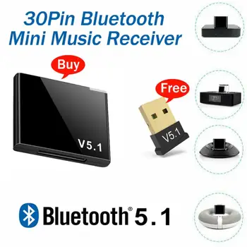 I-DALGA 30-pin Bluetooth 5.1 Ses Alıcısı A2DP Mini Müzik Kablosuz Adaptör Taşınabilir 30-pin Jack Analog Hoparlör iPhone iPod İçin