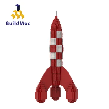 Karikatür Ay Roket Yapı Taşı Kiti Uzay Roket Maceraları Yolculuk Tuğla Modeli Erkek Kız Beyin Oyunu DIY Doğum Günü Oyuncak Hediye