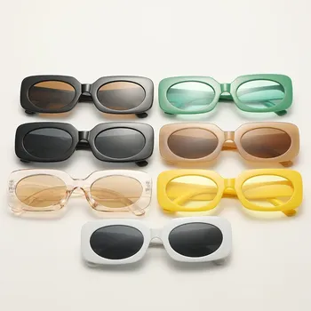 Küçük Dikdörtgen Güneş Gözlüğü Kadın Oval Vintage Marka Tasarımcısı Kare güneş gözlüğü Kadınlar İçin Shades Kadın Gözlük parlama Önleyici UV400