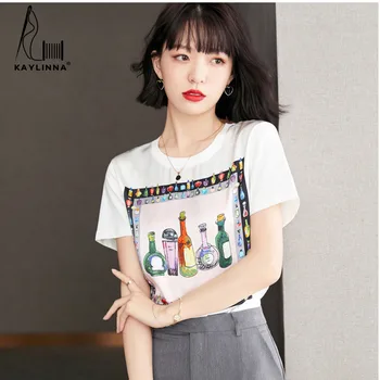 Kırpma Üst T-shirt T Shirt Kadınlar için Kore Moda Yaz Üstleri Y2k Giysileri Kadın Kpop Kısa Kollu 2023 kadın Tees Giyim