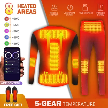Kış ısıtma İç Çamaşırı Akıllı Telefon uygulaması Motosiklet ısıtma Ceket Seti USB Pil Gücü Sıcak İç Çamaşırı Seti
