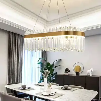 LED kolye ışık yatak odası oturma odası tavan Modern aydınlatma avize lamba otel kristal avize daire altın ışık