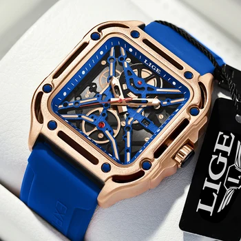 LIGE Yeni Moda Saatler Paslanmaz Çelik Üst Marka Lüks Spor kronometreli kuvars saat Relogio Masculino