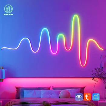 LWTD RGBIC LED Neon ışıklar şerit 5V 5050 DIY şerit Tuya Akıllı WiFi Bluetooth APP kontrolü iç Dekorasyon lambası TV önyargı ışık