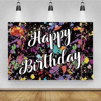 Laeacco Mutlu Doğum Günü Partisi Afiş Posteri Dekor Graffit Süper Kahraman Vinil Photocall Fotoğraf Arka Plan Fotoğraf Stüdyosu İçin