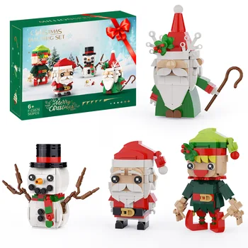 MOC Yeni Yıl Noel Brickheadzs Yapı Taşları Set Noel Baba Kar Ren Geyiği Kardan Adam Ana tuğla oyuncaklar Çocuklar İçin XmasGift