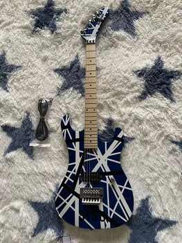 Mavi Yıldız Şerit Elektro Gitar, Akçaağaç Klavye, Butik, Oyun, Profesyonel Altı Telli Gitar