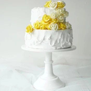 Metal Demir Kek Standı Yuvarlak Ayaklı Tatlı Tutucu Cupcake vitrin rafı Bakeware Beyaz Düğün Parti Dekorasyon