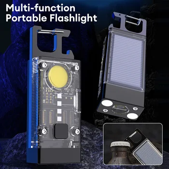 Mini çok fonksiyonlu Taşınabilir LED COB el feneri Anahtarlık USB Şarj edilebilir Ultra uzun ömürlü açık balıkçılık kamp çalışma lambaları