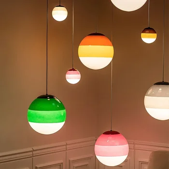 Modern Yeni Tasarım Minimalist Degrade Renkli Kolye Lamba cam küre LED Avizeler Aydınlatma Restoran Yemek Odası Dekor