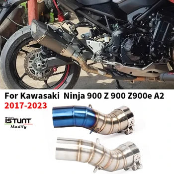Motosiklet Egzoz Susturucu Kaçış Moto Modifiye Paslanmaz Orta Orta Bağlantı Borusu İçin Kayma Kawasaki Z900 A2 Z900e 2017-2023