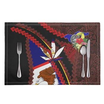 Mutfak Aksesuarları Masa Mat Polyester Özel Amerikan Samoası Bayrağı Placemats Yemek Masası İçin Baskı Talep Üzerine ısı yalıtımı