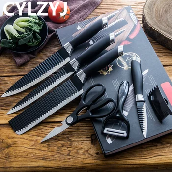 Mutfak Bıçakları Seti 7 Adet Set Japon Yüksek Karbon dövme paslanmaz çelik bıçak seti Et Cleaver Meyve Nakiri Bıçak Hediye Çantası