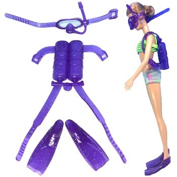 NK 1 Takım dalış ekipmanları Plastik Oksijen Tankı yüzücü gözlükleri Ayakları barbie Aksesuarları Bebek En İyi Çocuk Kız Hediye DIY Oyuncak