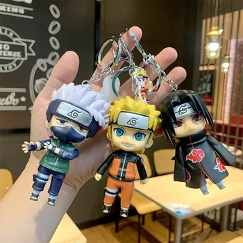 Naruto Anime Figürleri Naruto Sasuke Kakashi Hitachi Jiraiya PVC çanta anahtarlığı Anahtarlık cazibe aksesuarları Çocuk Oyuncakları Doğum Günü Hediyeleri
