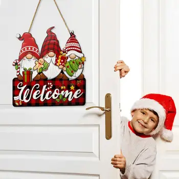 Noel Kapı İşareti Kapalı Açık Noel Ekran Ahşap Noel Gnome Kapı İşareti Şenlikli Kapalı / açık Ön