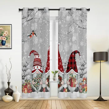 Noel Kar Sahne Kar Taneleri Gnome Gri Pencere Perdeleri Dekor Ev Yatak Odası Mutfak Oturma Odası Süsleme Noel Hediyeleri